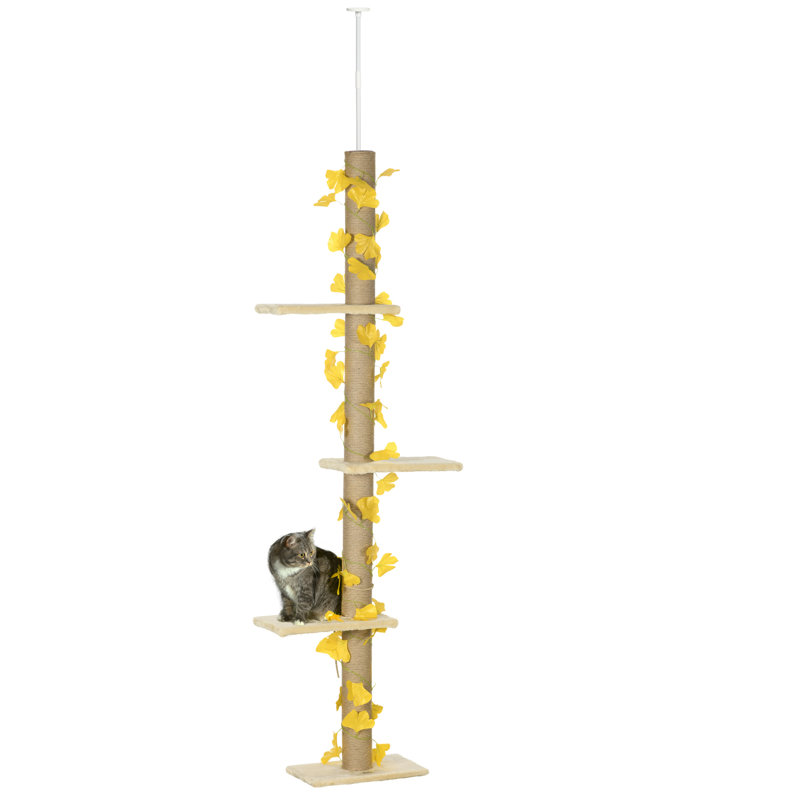 513.08cm H Cat Tree, Yellow
