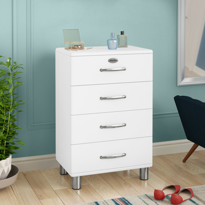 Commode 4 tiroirs Malibu, Blanc