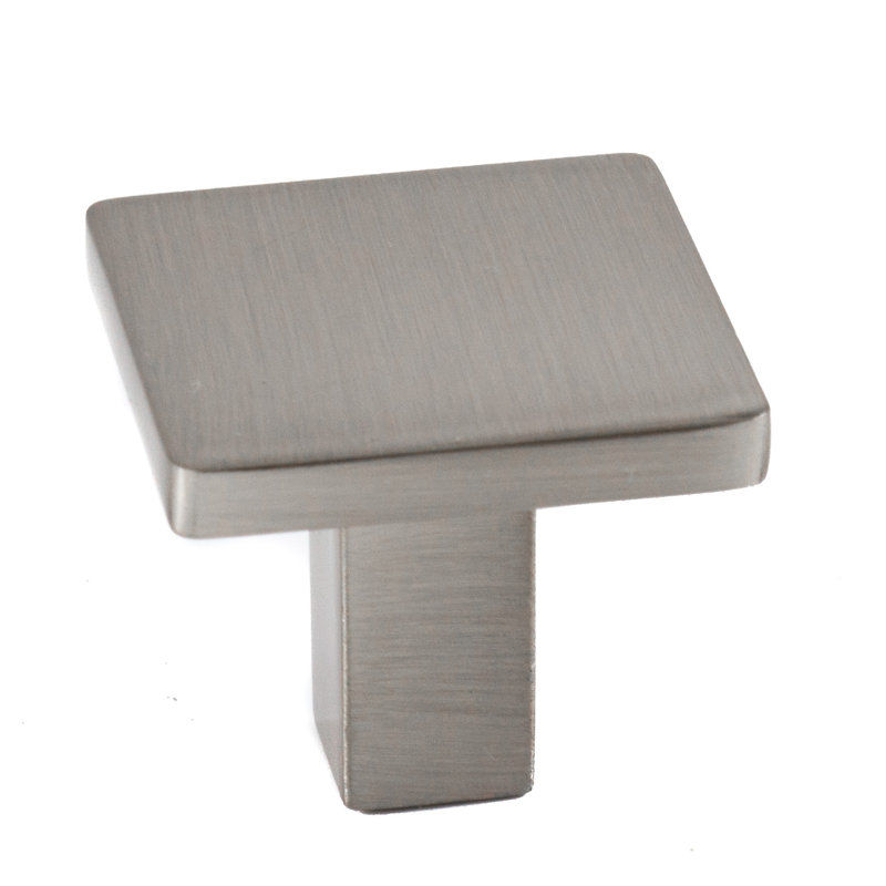 1" Length Square Knob, Brushed Nickel