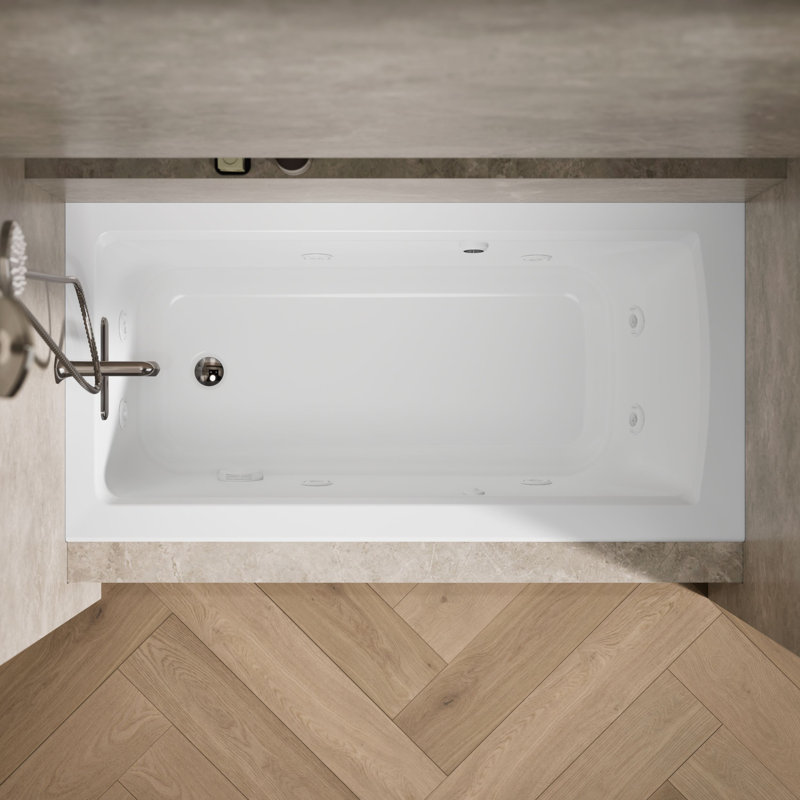 Archer Alcove Whirlpool with Bask Heated Surface, Tile Flange and Left-Hand Drain, White, Left