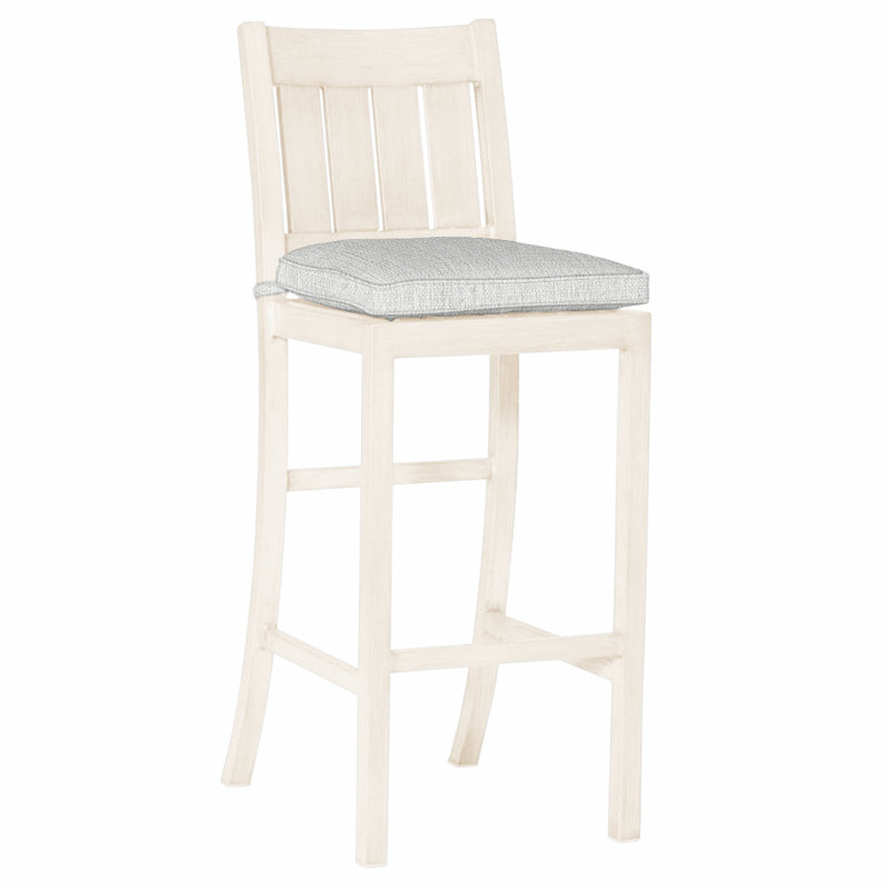 Club 30" Patio Bar Stool with Cushion, Chalk, Welt, Bali Pearl