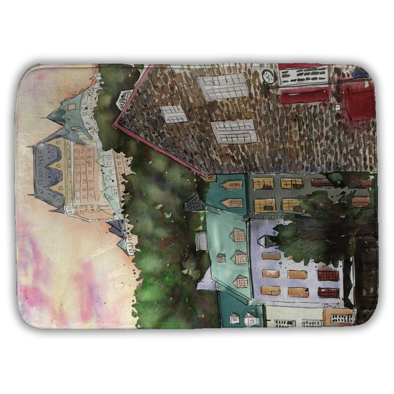 Château frontenac in the petit champlain Bath Mat with Non-Slip Backing - Quick Dry Memory Foam Bathroom Rug - Absorbent - Modern Plush Spa-Style - Machine Washable