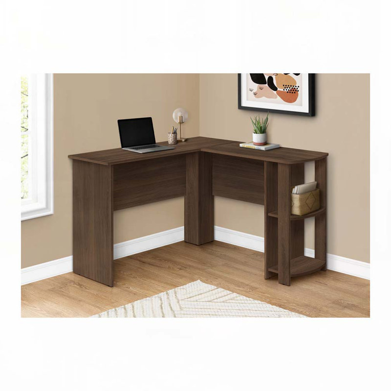 Tiroirs de rangement en L pour bureau à domicile, Noyer