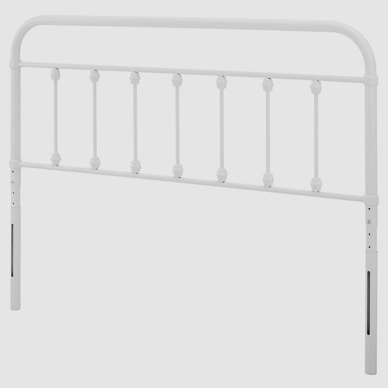 Ellen Classic Metal Headboard, White, Queen