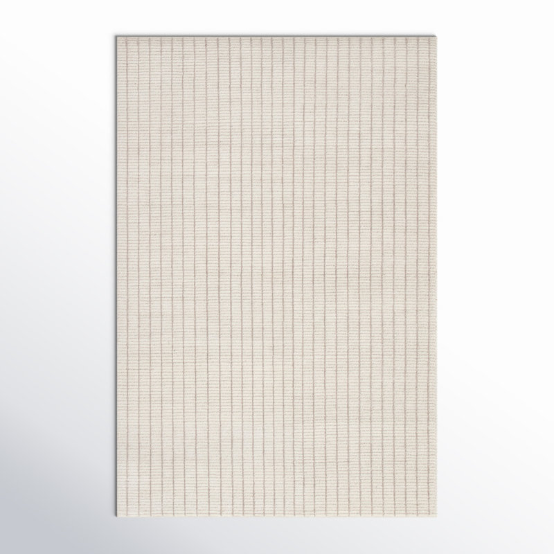 Tapis crème rayé noué à la main Grady, Rectangle 6 pi x 9 pi