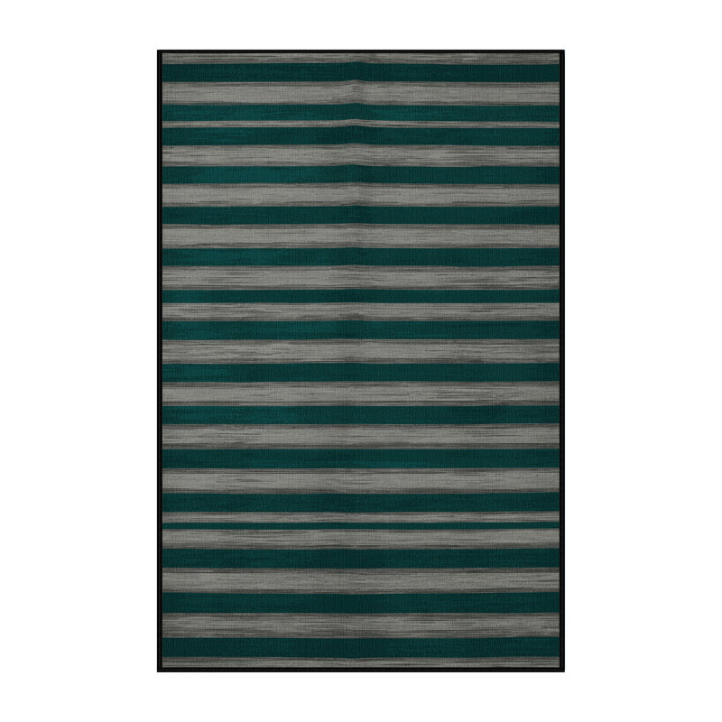 Tapis vert à rayures horizontales lavable à la machine, Rectangulaire 2 pi x 3 pi