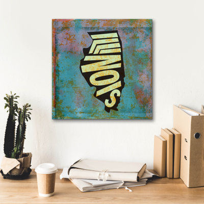 Epic Graffiti 'Illinois'  by Art Licencing Studio Canvas Wall Art, 18" x 18"