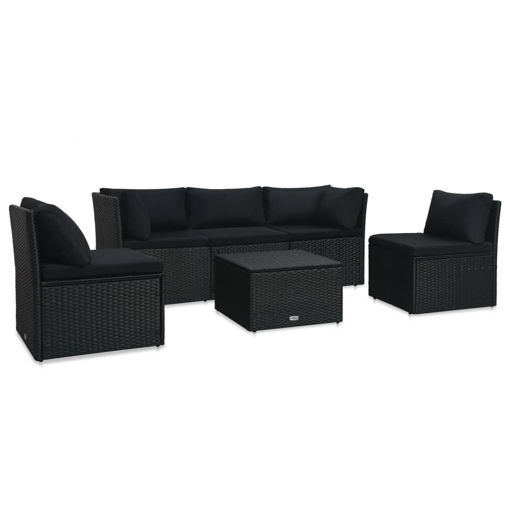 5-Sitzer Lounge-Set Koriann aus Polyrattan mit Polster