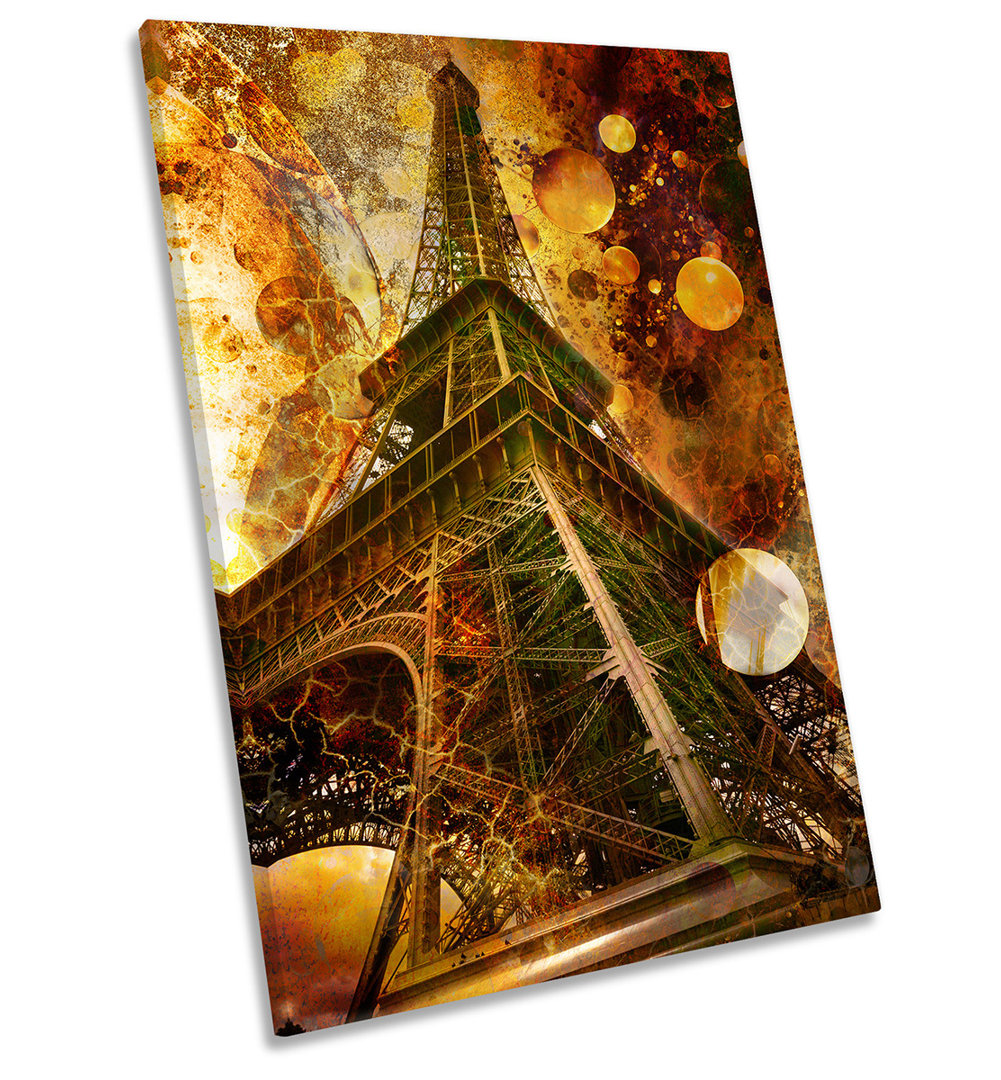 Brown Eiffel Tower Paris - Wrapped Canvas Graphic Art