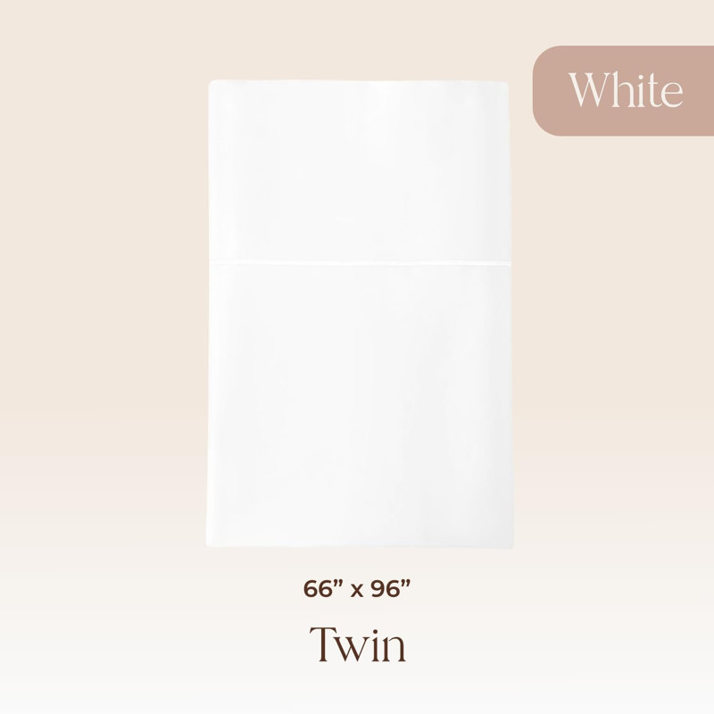 Certified Organic Twin Flat Sheet Only - 100% Organic Cotton Sheets With Luxurious Soft And Breathable 500 Thread Count Sateen Weave Finish - Gots & Fairtrade Certified (White, Twin)