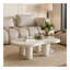 Ensemble de 2 tables basses gigognes 2 en 1 avec plateau en verre blanc crème