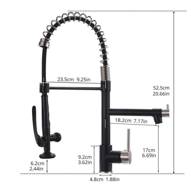 Robinet de cuisine à poignée simple, Nickel brossé