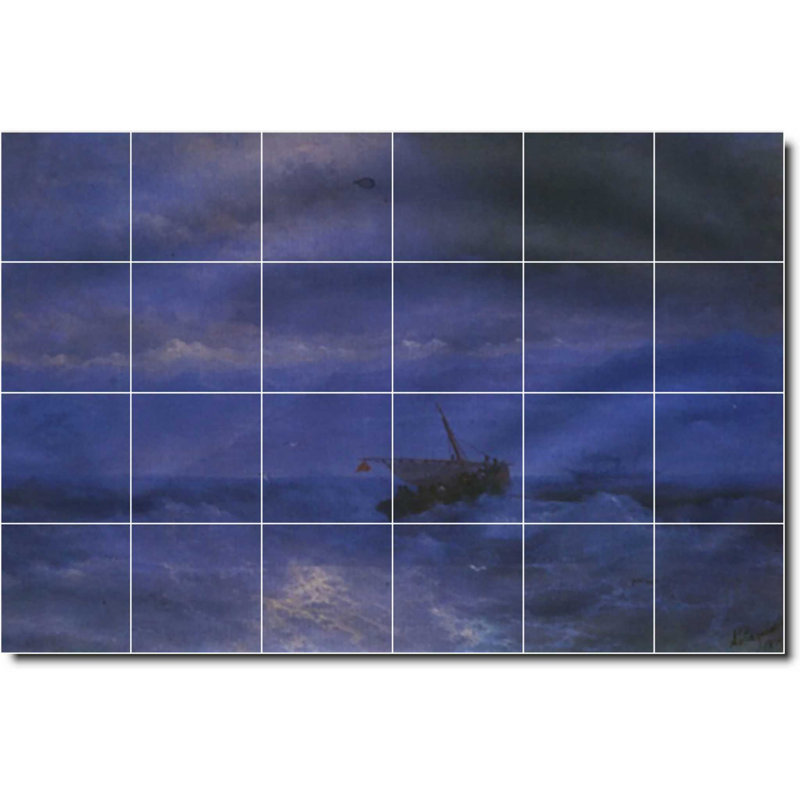 Carreau de céramique décorative 36 po x 24 po 6 po x 6 po, Bord de l'eau 026