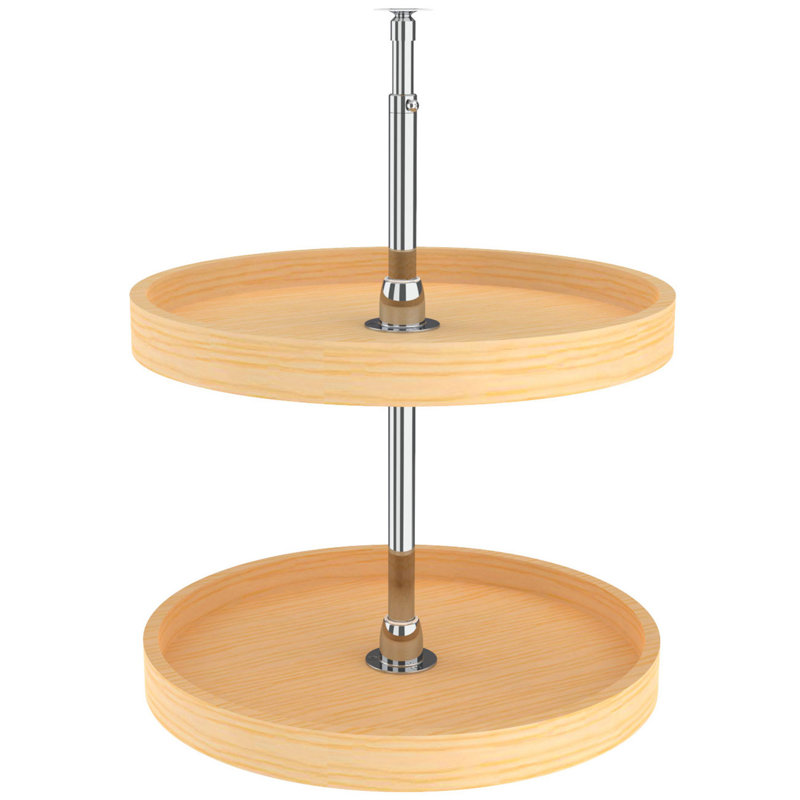 Wood Full-Circle 2-Shelf Lazy Susans for Corner Base Cabinets, 22.0" W