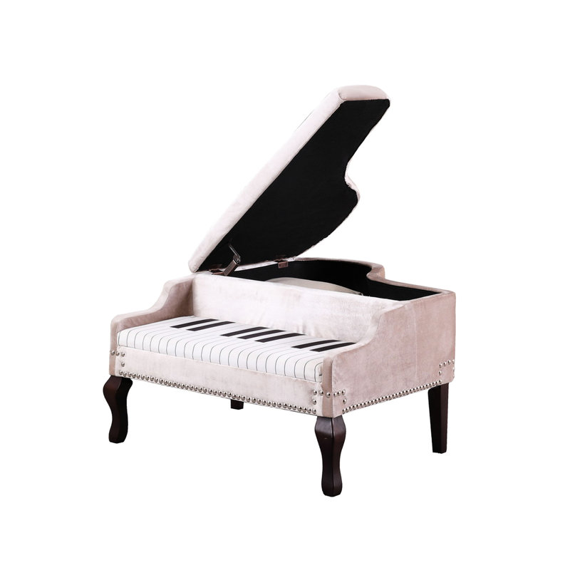 21-inch Beige With Fiber Batting And Cherry Legs Storage Copper Metal Hinges