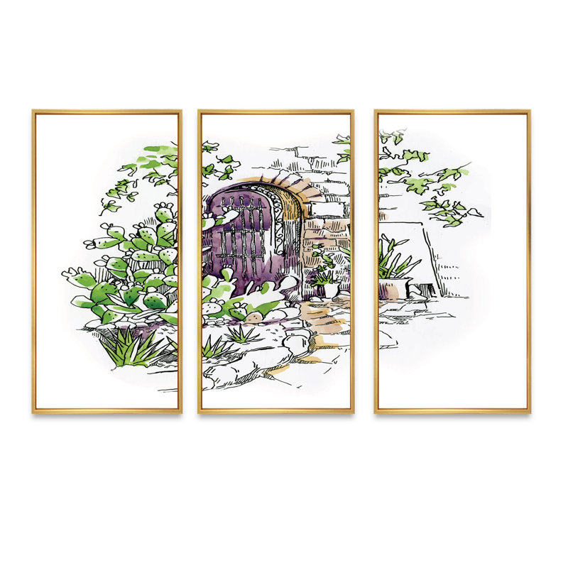 3 pièces, cadre flottant, impression sur toile, Cadre doré, L 48 po x H 32 po
