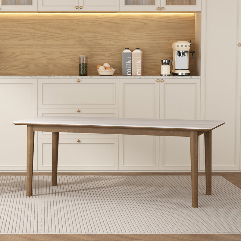 White Rectangular Sintered Stone tabletop Dining Table, 29.33"H x 70.28"L x 31.42"W