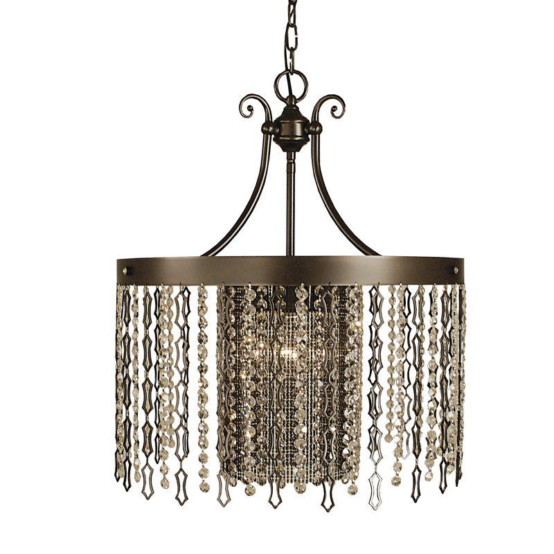 Lustree tambour 4 lumières lanterne Chadwell, Bronze acajou