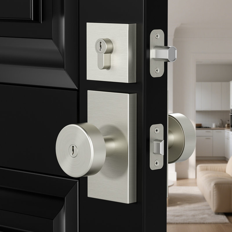 Coolnews Keyed (Entry) Round Knob, Brushed Nickel