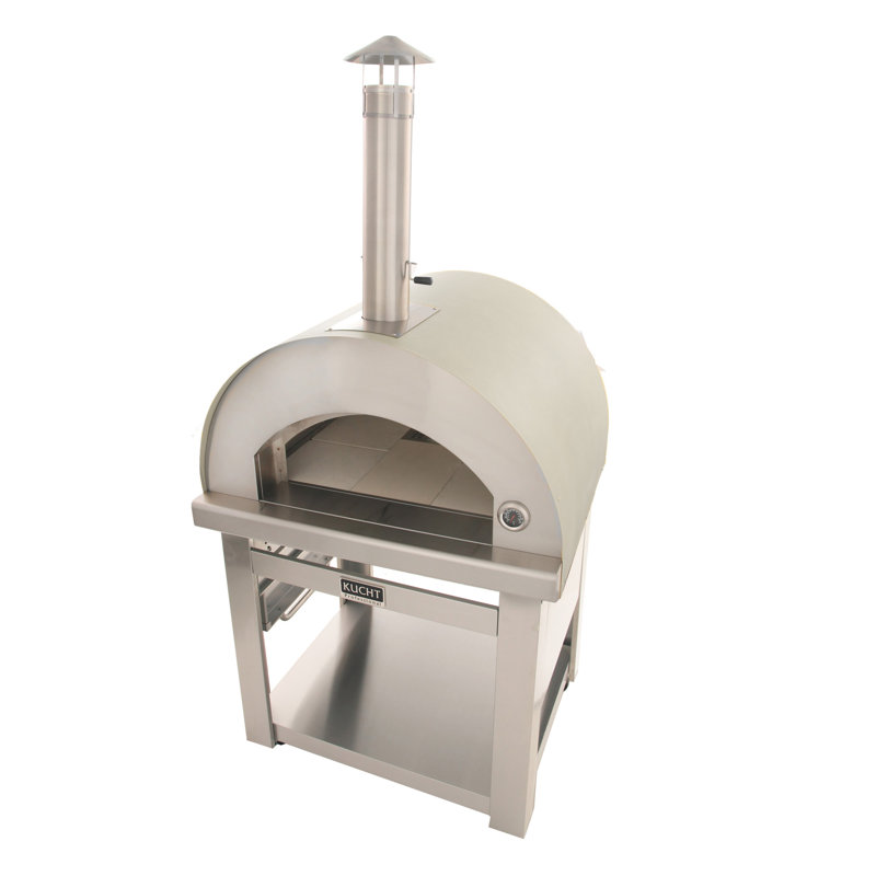 Four à pizza d'extérieur au bois en acier inoxydable KUCHT VENISE, Argent
