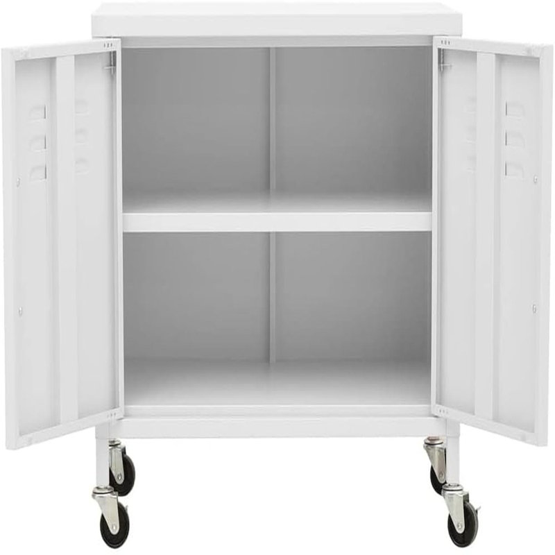 Armoire de rangement en métal avec tablette réglable et 4 roulettes pour le bureau, le garage ou la buanderie