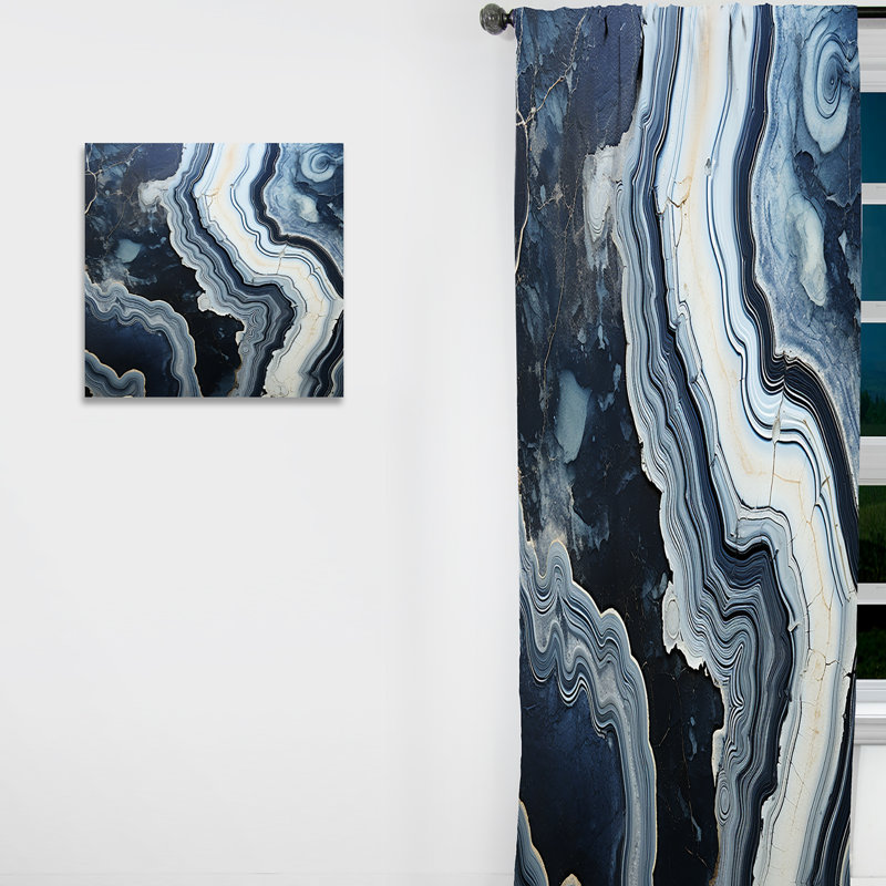 Beadel Blue Stone Geode Minimalism I - Traditional Curtain - Velvet Room Darkening - 1 panel, 52" W x 90" L