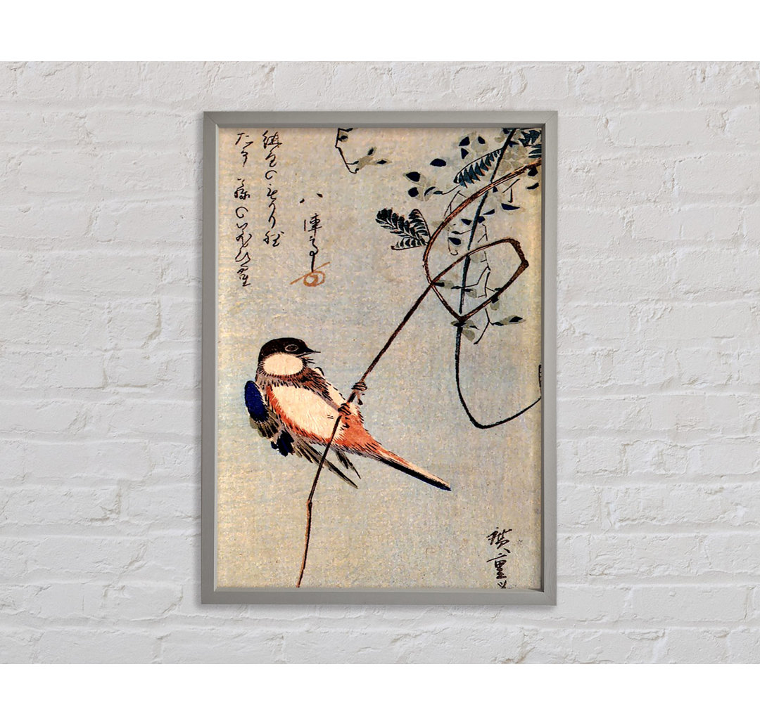 Hiroshige Ein Vogel auf einer Glyzinie Gerahmter Druck