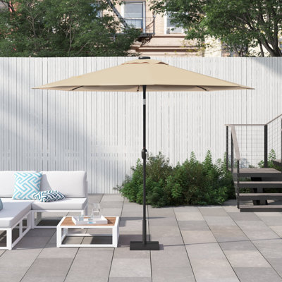 Jericho 96" Market Umbrella with Solar-Powered LEDs - Beige