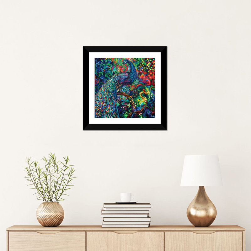 « oiseau view view », impression sur toile, Papier d'art encadré noir, H 24 po x l 24 po x P 1 po, Blanc