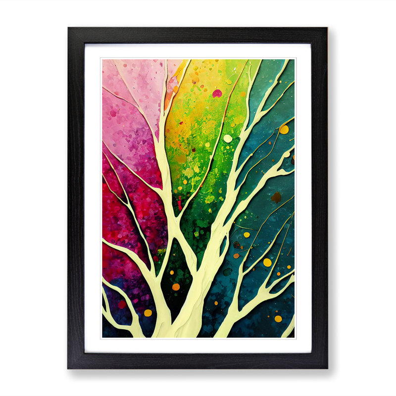 Spring Forest Splatter Vol.1 - Single Picture Frame Painting, 34cm H x 25cm W x 2cm D, Oak