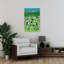 Drôle de zèbres dans la prairie verte, ludique, fantaisiste, paysage zébré abstrait, art mural-129004889