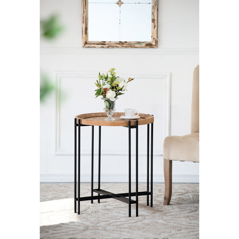 Estelle Solid Wood Tray Top End Table