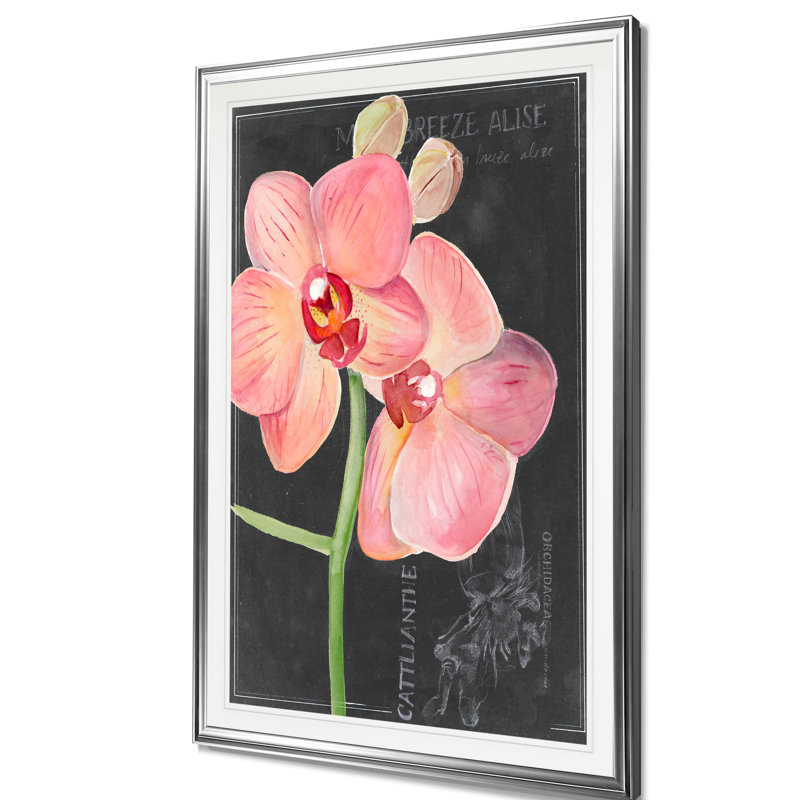 «Chalkboard Flower I», reproduction, H 36 po x l 26 po x P 1,5 po, Cadre argenté