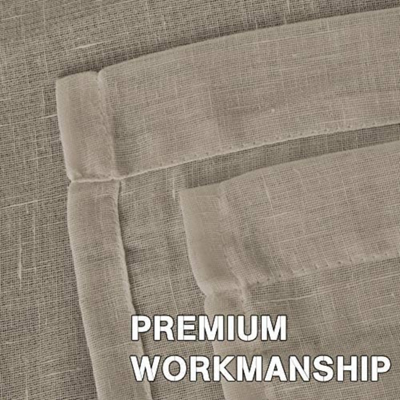 Linen Blend Sheer Curtain Pair, 52" W x 96" L, Taupe