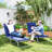 Foldable Chaise Lounge Cushion Set of 2, Outdoor Lounge Chair Cushion Set, UPF50+ 230gsm Olefin, 80" x 26" Dark Blue-2007100004