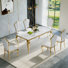 Ensemble de table de salle à manger moderne 7 pièces avec plateau en faux marbre et chaises rembourrées - Table rectangulaire pour 6 pieds en acier inoxydable
