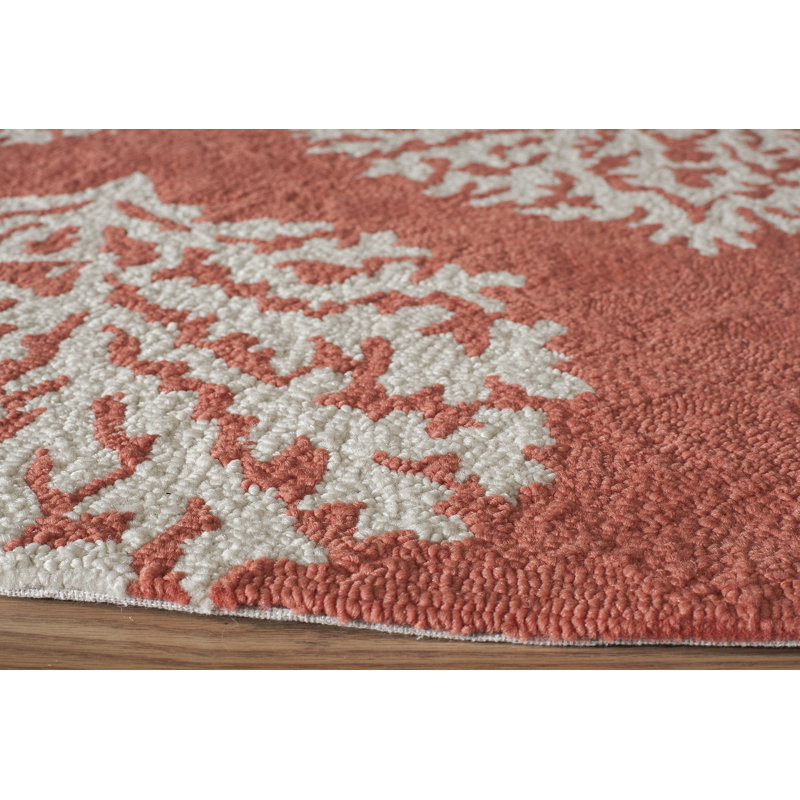 Tapis corail bouclé fait à la main Cline, Rond 9 pi