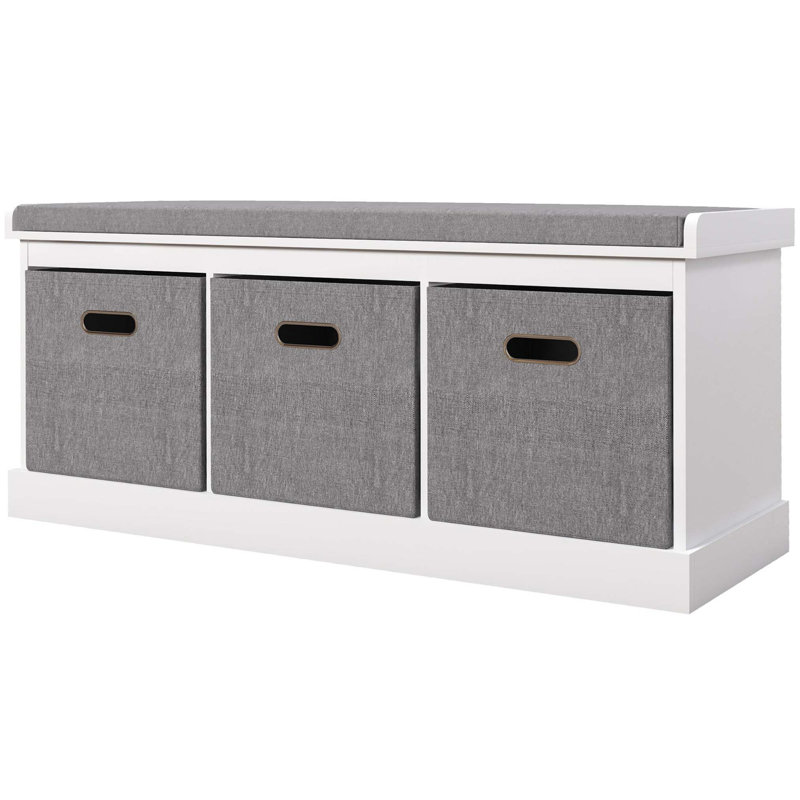 3 Pair Shoe Storage Bench, White