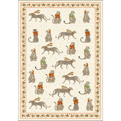 Leopard Washable Area Rugs for Living Room Vintage Rug for Bedroom Boho Throw Rug for Dining Guest Room