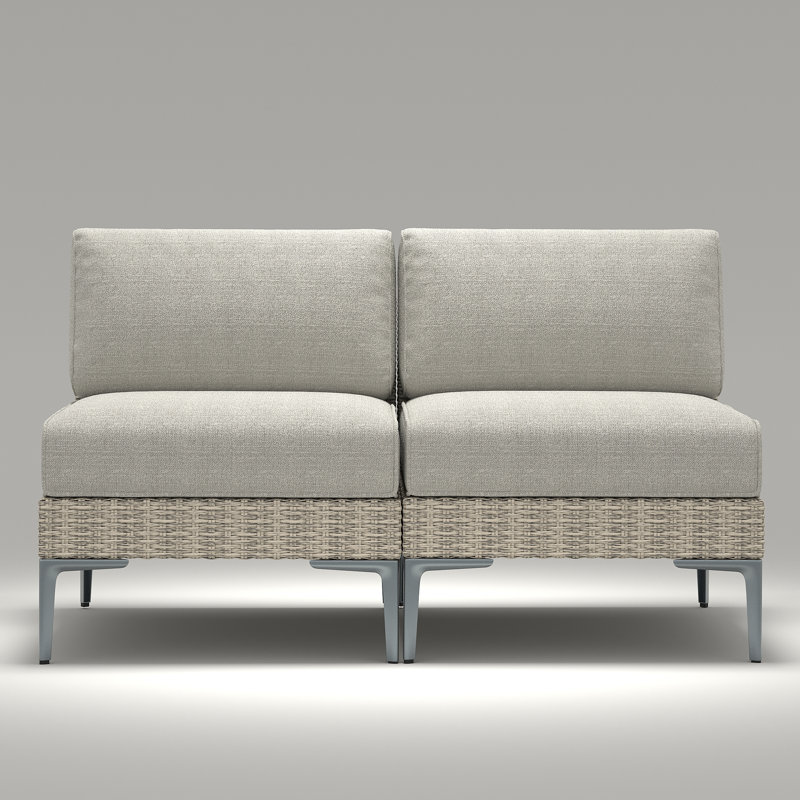 Modern Outdoor Wicker Rattan Patio Modular Single Chairs (set Of 2) With 6-inch Thick Cushions, Beige