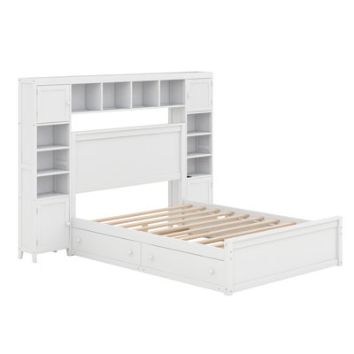 Shoso Wooden Bed With All-in-One Cabinet, Shelf and Sockets