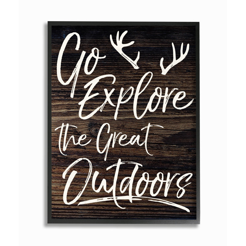 « go explore the great outdoor antlers », art mural en bois vieilli, H 20 po x l 16 po x P 1,5 po
