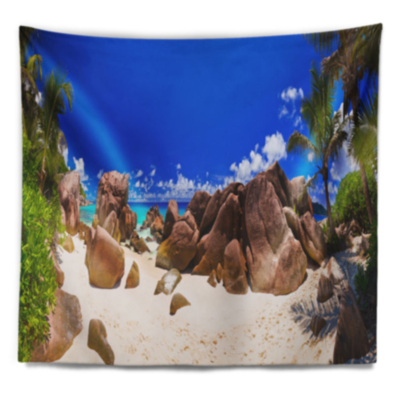 Tapisserie panoramique rocky tropical beach Landscape, H 32 po x l 39 po