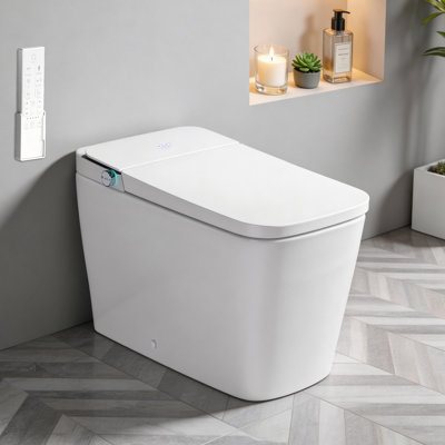 Smart Toilet with Tank, ADA Chair Height, Auto Open/Close Lid/Seat, Digital Display, Heated Seat, Warm Air Dryer, Adjustable Water Temp, Feminine Wash, Night Light