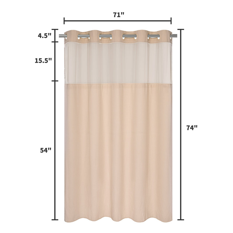 Rideau de douche Ramjani Waffle Weave, H 74 po x l 71 po, Rose bonbon