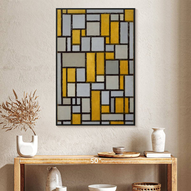 Composition With Grid 1, Floating Frame Black, 27" X 40"