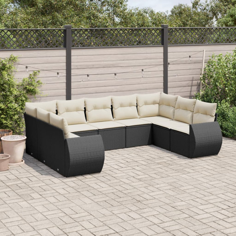 Ensemble de canapé de jardin Vidaxl noir, blanc crème