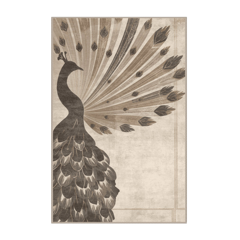 Machine Washable Osckar Peacock Posh & Luxe Starburst Rug in Beige – Beige Binding, 2x4