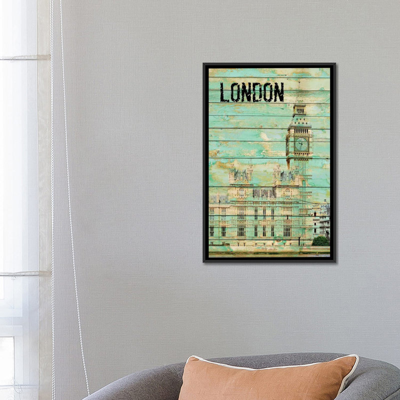 Londres, impression sur toile tendue, H 26 po x l 18 po x P 1,5 po, Toile encadrée noire, Pas de tapis