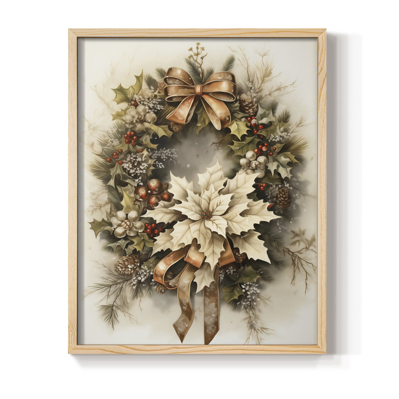 «Christmas Holiday Art», impression encadrée en bois massif, H 11 po x l 9 po, Naturel
